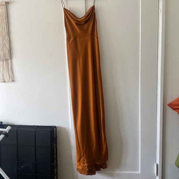 Fame and Partners Strappy Draped Gown Rust Bridesmaid Gown - Picture 6 of 12